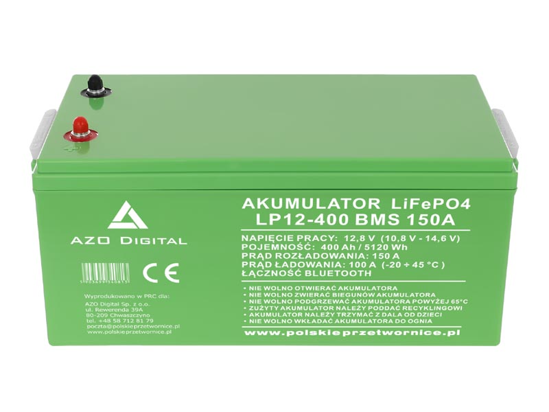 Akumulator LiFePO4 LP12-400 400Ah 12V 150A Bluetooth mata grzewcza   Cena: 4.269,00 PLN