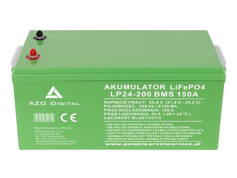 Akumulator LiFePO4 LP24-200 200Ah 24V 150A Bluetooth mata grzewcza   Cena: 4.299,00 PLN