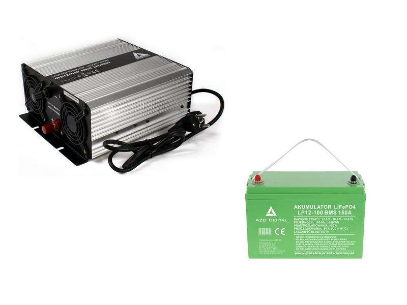 Zestaw zasilania awaryjnego Sinus UPS-1200SR 1200W + AKU 100Ah 12V VRLA AGM   Cena: 1.399,00 PLN