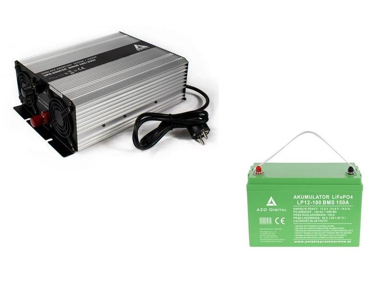 Zestaw zasilania awaryjnego Sinus UPS-2000SR 2000W + AKU 100Ah 12V LiFePO4 BMS   Cena: 2.199,00 PLN